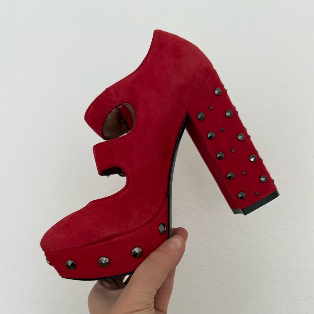 Formentini Stylish Red Suede Platform Heels Sz 36 - Picture 6 of 6